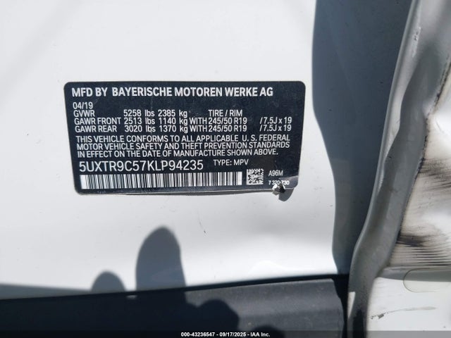 5UXTR9C57KLP94235 BMW X3