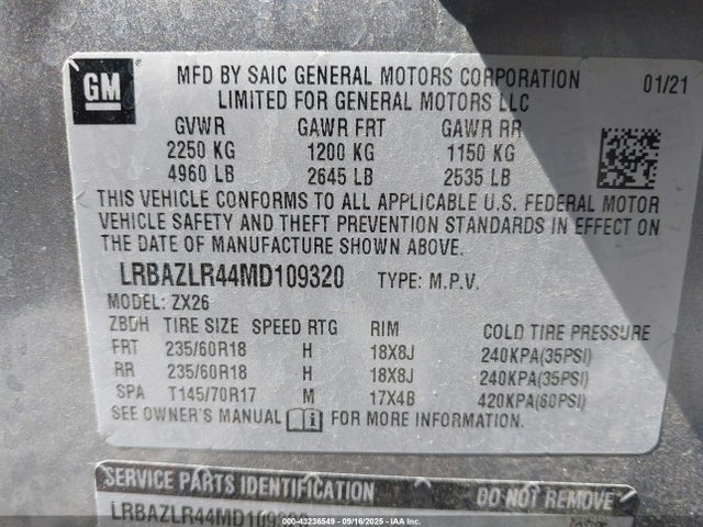 Buick Envision 2021 LRBAZLR44MD109320 Image 9