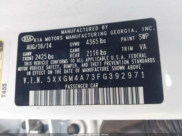 KIA Optima 2015 5XXGM4A73FG392971 Image 21