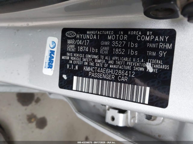 KMHCT4AE6HU286412 Hyundai 2017