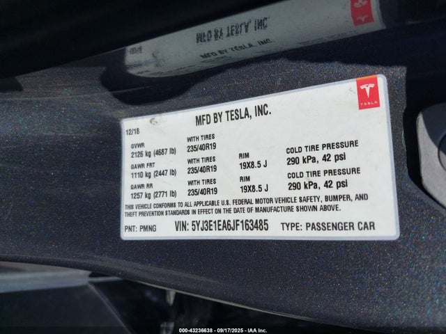 2018 TESLA MODEL 3 5YJ3E1EA6JF163485 Photo 8