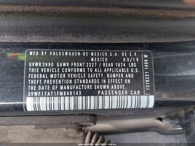 3VWF17AT1FM646143 Volkswagen Beetle