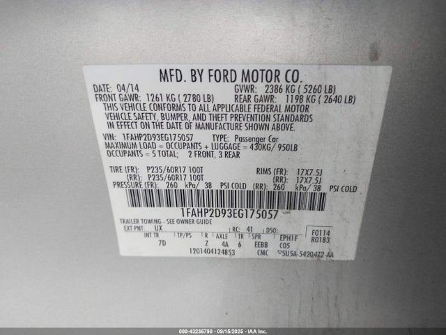 1FAHP2D93EG175057 Ford 2014
