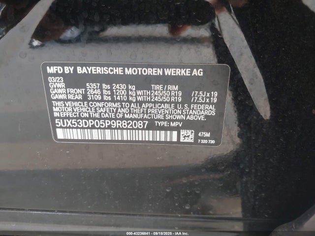 5UX53DP05P9R82087 BMW 2023
