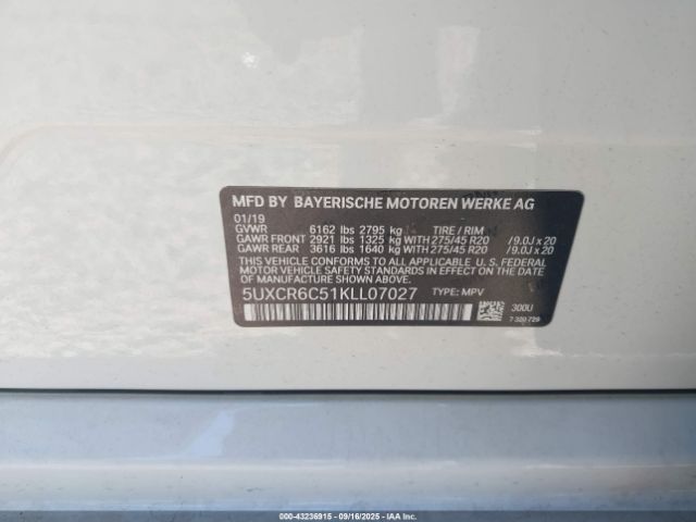 2019 BMW X5 5UXCR6C51KLL07027 Photo 8