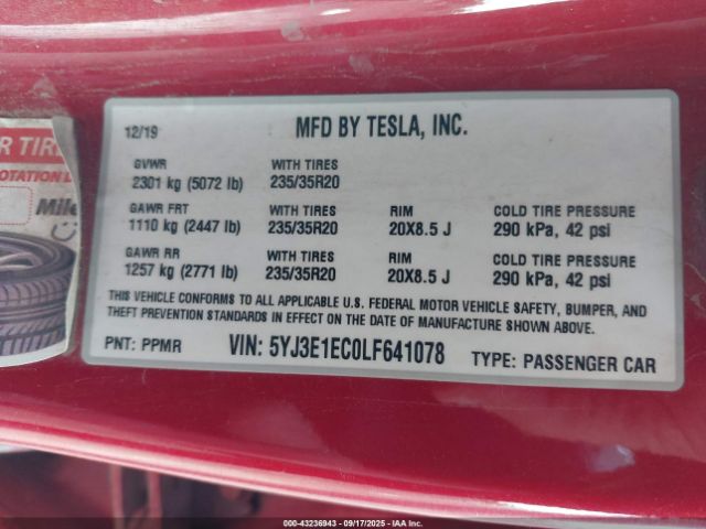 2020 TESLA MODEL 3 5YJ3E1EC0LF641078 Photo 8