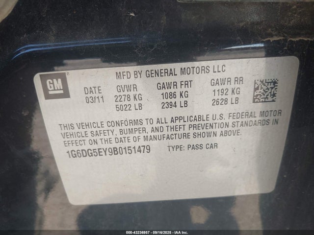 2011 CADILLAC CTS 1G6DG5EY9B0151479 Photo 8