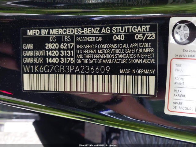 2023 MERCEDES-BENZ S 580 W1K6G7GB3PA236609 Photo 8