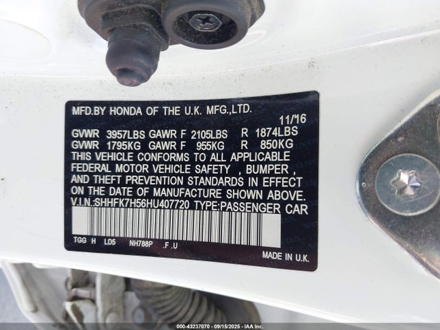 SHHFK7H56HU407720 Honda l15ba