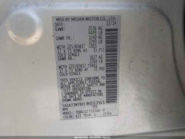 5N1AT2MT8FC805761 Nissan 2015