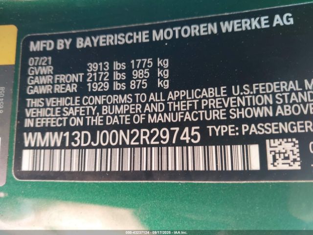 2022 MINI SE HARDTOP WMW13DJ00N2R29745 Photo 8