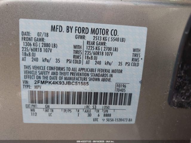2018 FORD EDGE 2FMPK4K93JBC51585 Photo 8