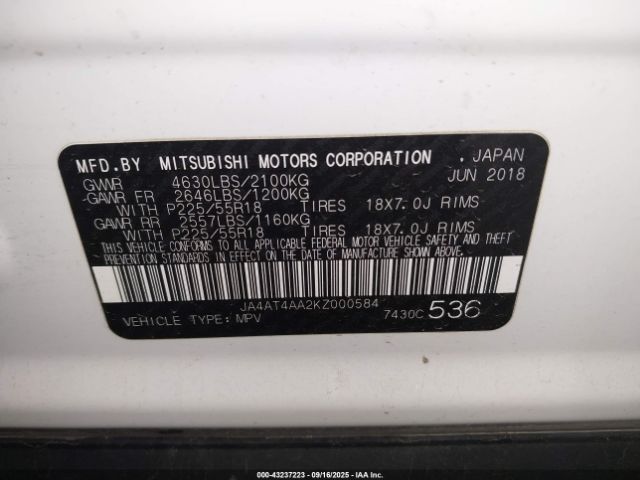 2019 MITSUBISHI ECLIPSE CROSS JA4AT4AA2KZ000584 Photo 8