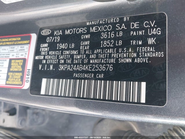 KIA gdi gamma 2019 3KPA24AB4KE253676 Image 9