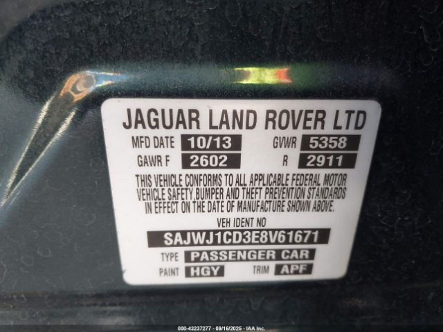 2014 JAGUAR XJ SAJWJ1CD3E8V61671 Photo 8