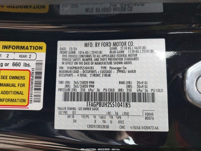 Ford 4v 2025 1FAGP8UH2S5104185 Image 9
