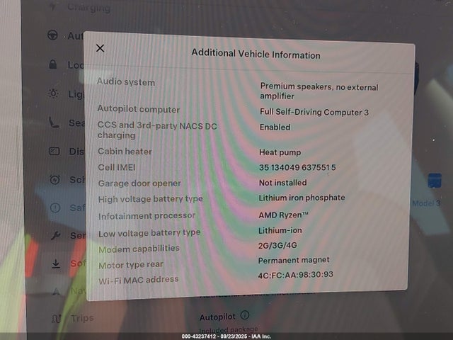 5YJ3E1EA0PF609798 Tesla 2023