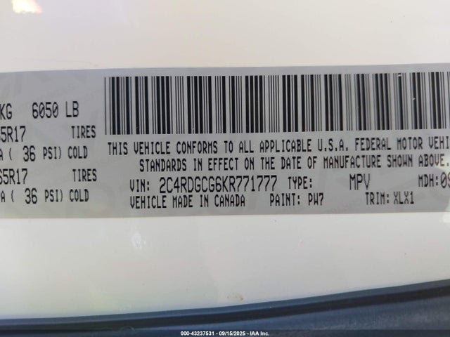 Dodge Grand Caravan 2019 2C4RDGCG6KR771777 Image 9