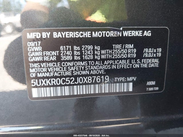 5UXKR0C52J0X87619 BMW X5