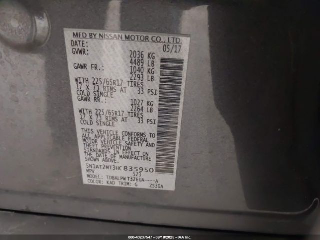 2017 NISSAN ROGUE 5N1AT2MT3HC835950 Photo 8