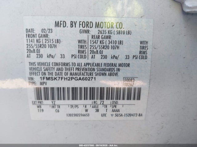 Ford ti-vct 2023 1FMSK7FH2PGA60271 Image 9