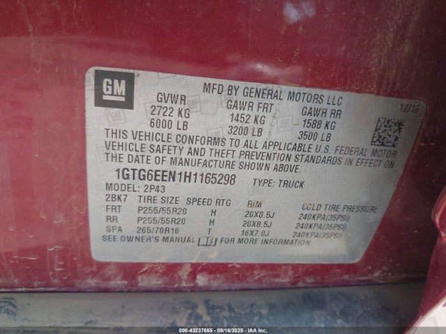 1GTG6EEN1H1165298 GMC lgz - di: direct injection, vvt: variable valve timing, alum, var2, gen 2