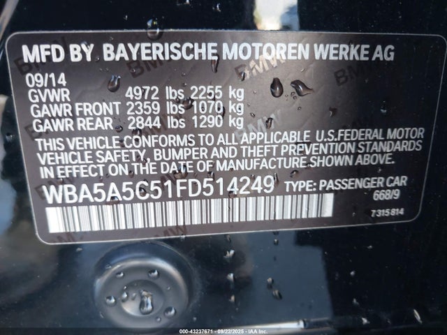BMW 528I 2015 WBA5A5C51FD514249 Image 9