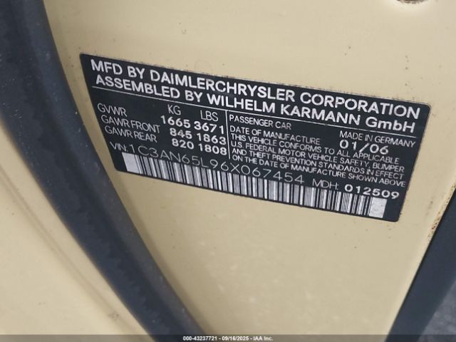 2006 CHRYSLER CROSSFIRE 1C3AN65L96X067454 Photo 8