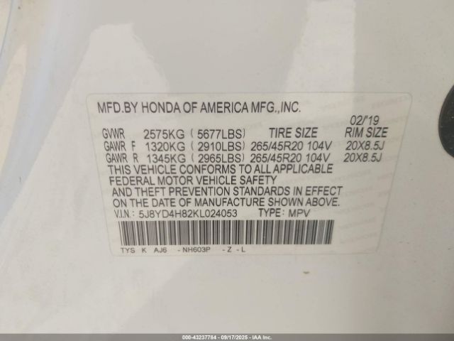 2019 ACURA MDX 5J8YD4H82KL024053 Photo 8