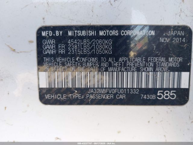 2015 MITSUBISHI LANCER EVOLUTION JA32W8FV0FU011332 Photo 8