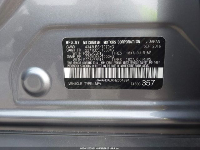 2017 MITSUBISHI OUTLANDER SPORT JA4AR3AUXHZ004894 Photo 8