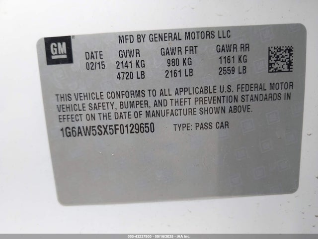 2015 CADILLAC CTS 1G6AW5SX5F0129650 Photo 8