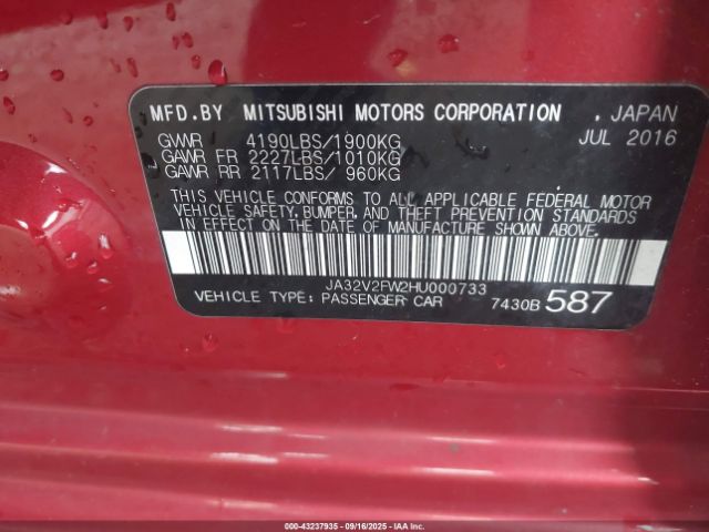 2017 MITSUBISHI LANCER JA32V2FW2HU000733 Photo 8