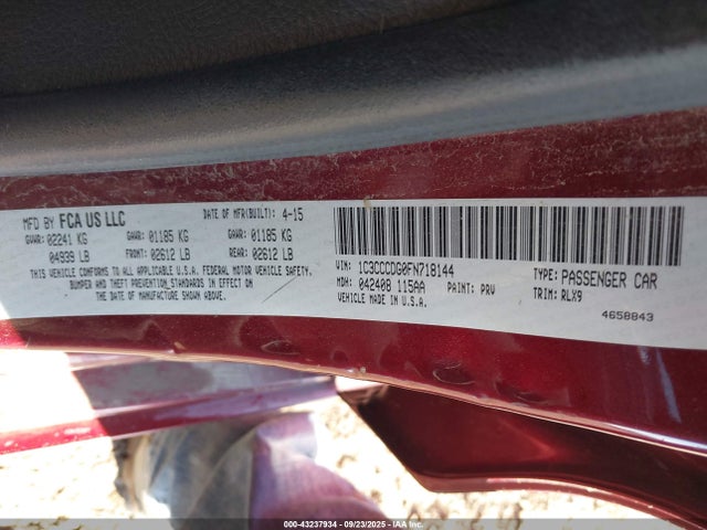 Продаж на аукціоні авто 2015 Chrysler 200 S, vin: 1C3CCCDG0FN718144, номер лоту: 43237934