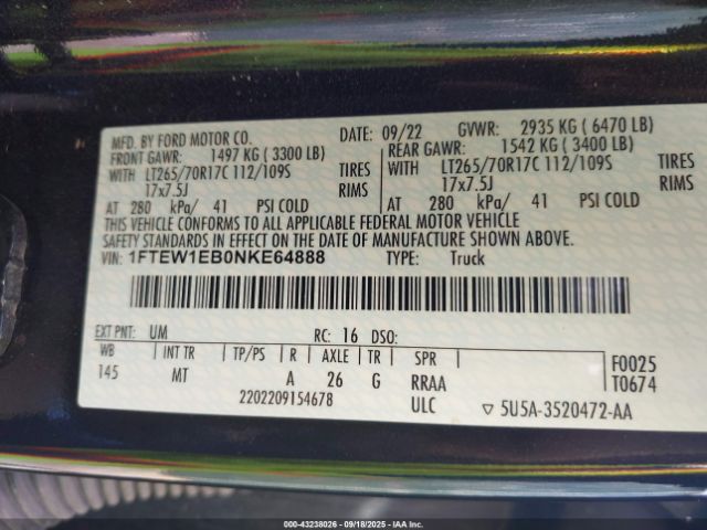 2022 FORD F-150 1FTEW1EB0NKE64888 Photo 8