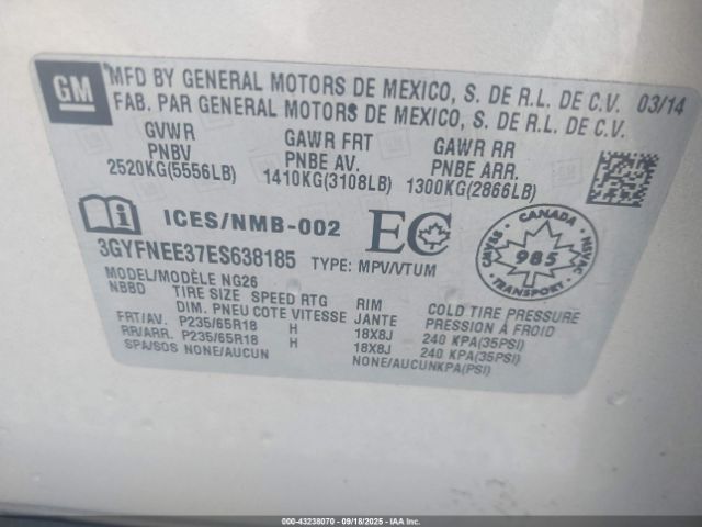 2014 CADILLAC SRX 3GYFNEE37ES638185 Photo 8