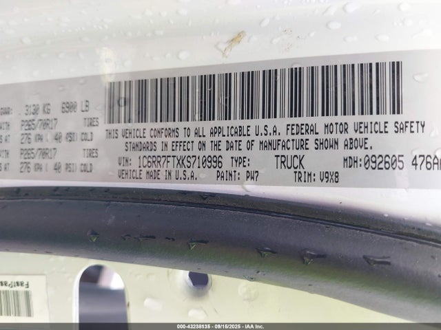 1C6RR7FTXKS710996 RAM 1500