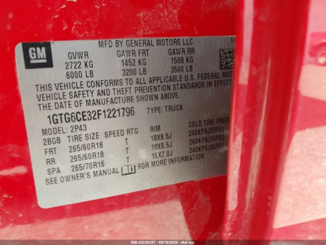 2015 GMC CANYON 1GTG6CE32F1221796 Photo 8