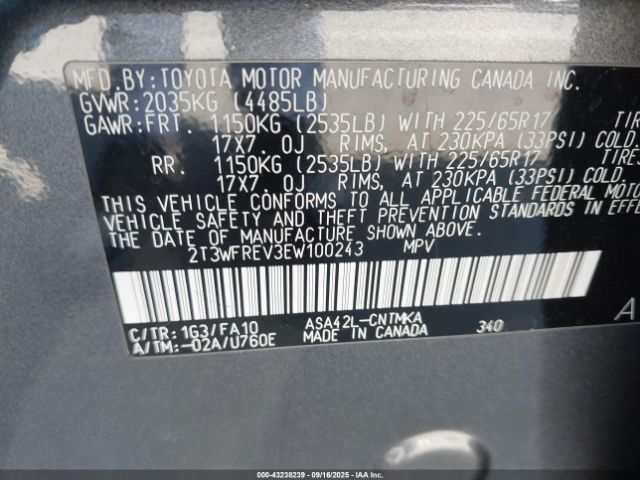 2014 TOYOTA RAV4 2T3WFREV3EW100243 Photo 8