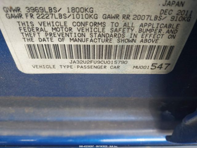 2012 MITSUBISHI LANCER JA32U2FU9CU015790 Photo 8