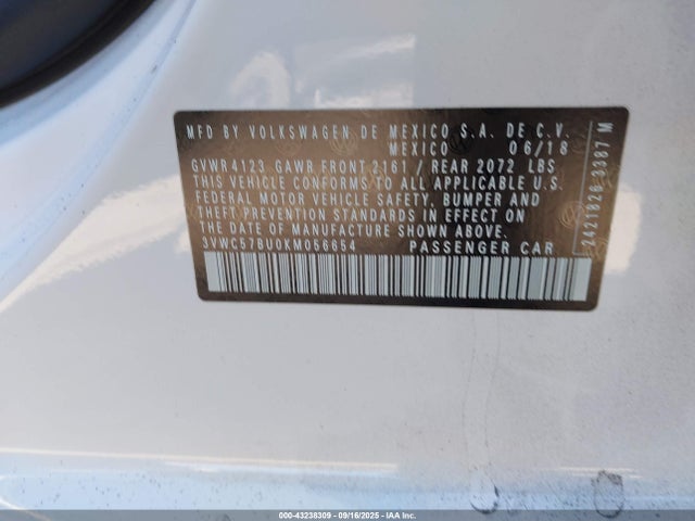 3VWC57BU0KM056654 Volkswagen 1.4 tsi