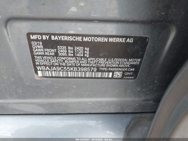 2019 BMW 530E WBAJA9C55KB398579 Photo 8