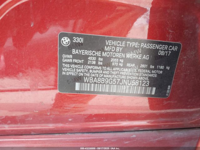 2018 BMW 330I WBA8B9G57JNU58123 Photo 8