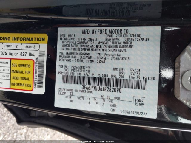 2018 FORD FUSION HYBRID 3FA6P0UU6JR282090 Photo 8