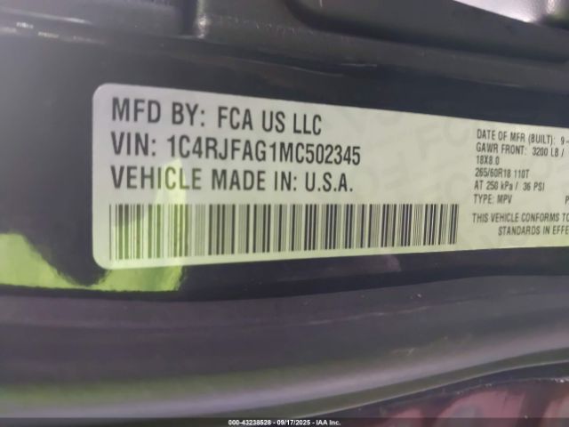 2021 JEEP GRAND CHEROKEE 1C4RJFAG1MC502345 Photo 8