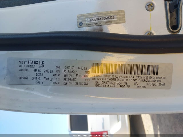Jeep Compass 2016 1C4NJCBAXGD615734 Image 9