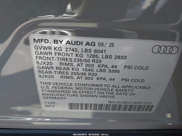 2025 AUDI Q4 E-TRON WA1KUBFZ1SP071727 Photo 8