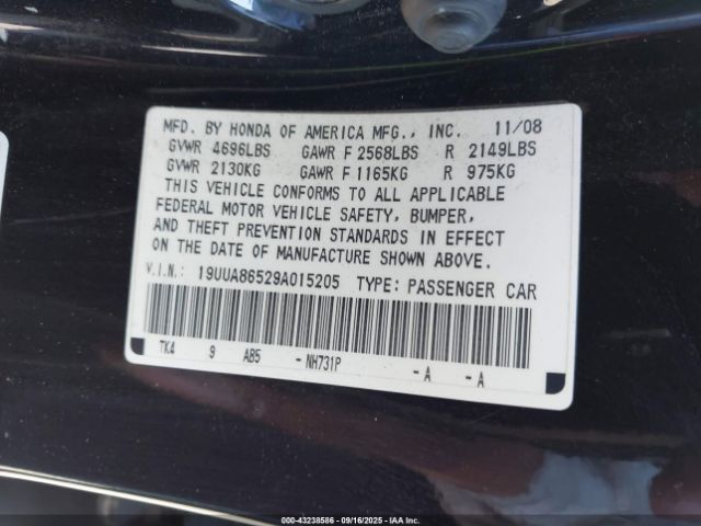 2009 ACURA TL 19UUA86529A015205 Photo 8