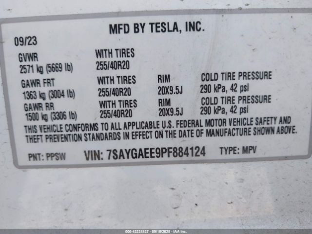 2023 TESLA MODEL Y 7SAYGAEE9PF884124 Photo 8