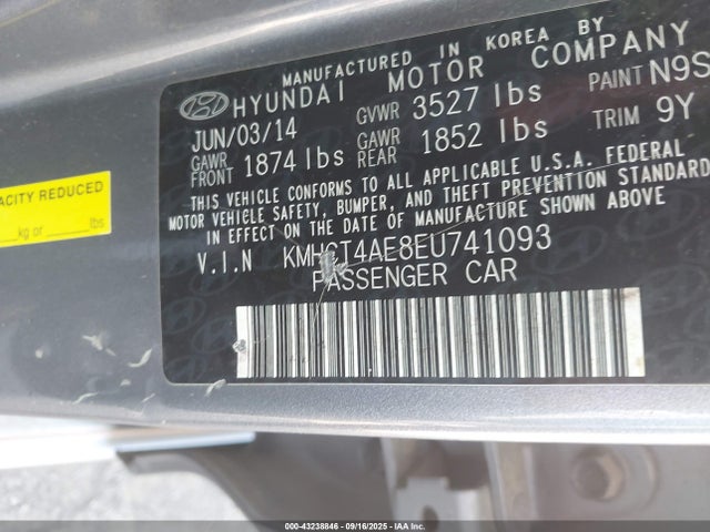 Hyundai dohc gdi gamma 2014 KMHCT4AE8EU741093 Image 9